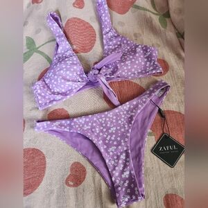 3/$50 Zaful Lavender Floral Bikini Set Size 6
